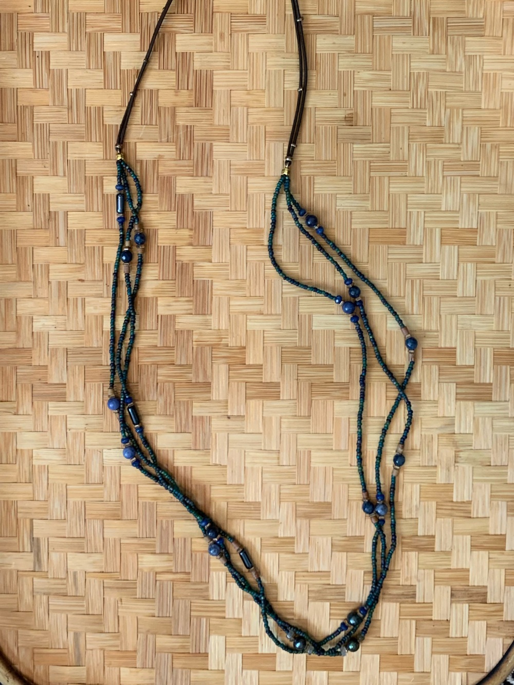 Nautica Brown Leather Cord Necklace with Brass Accent